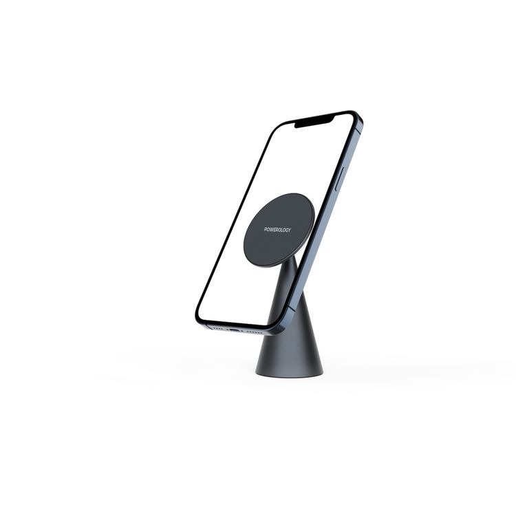 Powerology Desktop Conical MagSafe Phone Holder with 17*N5 Magnets, 360° Head Rotation, Anti Corrosion - Dark Gray