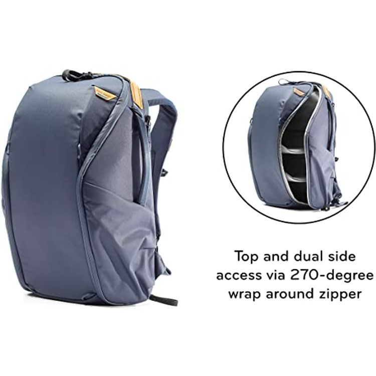 Peak Design Everyday Backpack 20L Zip, BEDBZ 20 MN 2, Medium - Midnight Blue - Ash - 8.2 Inch