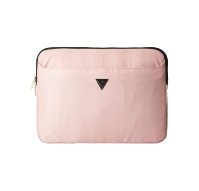Guess Laptop Sleeve for Computer 13" with High-Quality Nylon Material, 3 Pockets, Zipper Closure, Water-Resistant - Light Pink