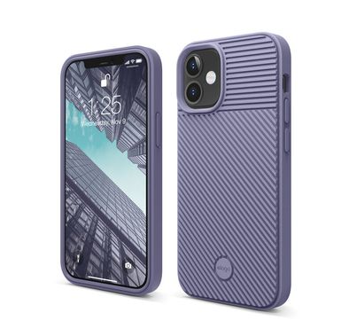 Elago Cushion Case Compatible w/ iPhone 12 Mini (5.4") Full Protection, Slim, Shock Absorbing Design, Supports Wireless Charging, Raised Lip for Camera Protection - Lavender Grey