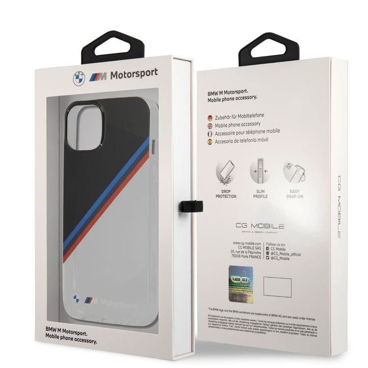 جراب CG MOBILE BMW Motorsport Collection PC / TPU صلب قطري ثلاثي الألوان أسود متوافق مع iPhone 13 (6.1 بوصات) سهولة الوصول إلى جميع المنافذ