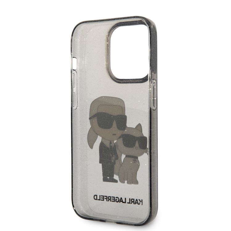 Karl Lagerfeld iPhone 15 Series IML Glitter NFT Karl & Choupette Hard Case  - Black - iPhone 15 Pro