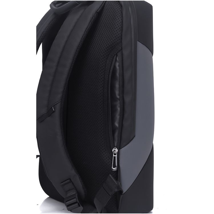 Levelo Lisbon Carrying Laptop & Universal 15.6” Backpack with Water Resistance Polyester, Laptop Compartment, Durable Material, Strap Pocket  - Black / Gray