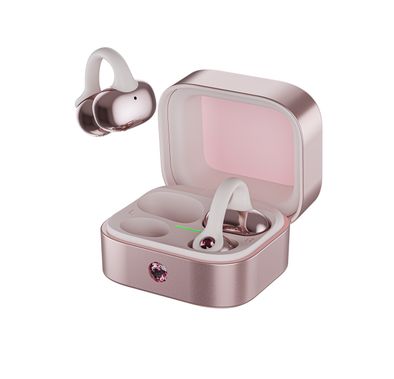 Green Lion Pearl Pods Wireless Earbuds with 16 Hours Play Time, Soft Ambient LED, Open-Ear Clip-On Design, IPX4 Water Resistance Level, USB-C Charging Port, Bluetooth Version 6.0, ENC Calls, Sculpted Aesthetic - Pink