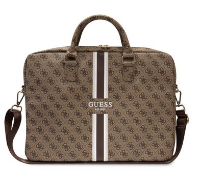 Guess Laptop Bag with 4G Stripes Pattern - 16" - Brown