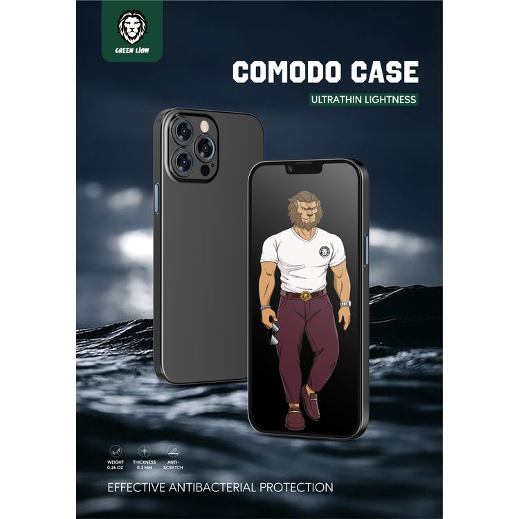 Green Lion Comodo Case for iPhone 13 Pro Max 6.7", Anti-Scratch, Easy Access to All Ports, Drop Protection - Black