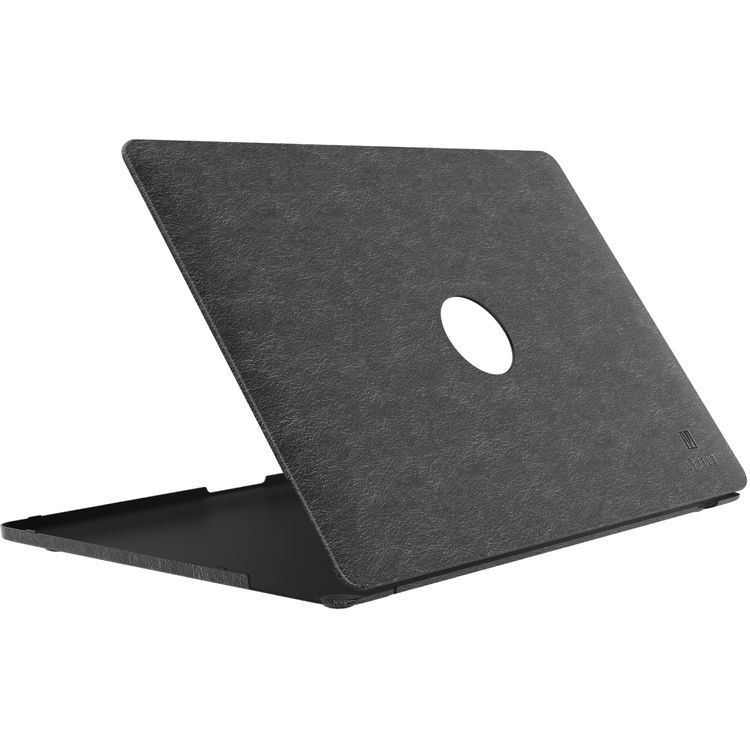 Levelo Gevena Leather MacBook Pro Cover 16" with Silicone Bottom Base, Non-Slip Surface, Ultra-Thin, Secure & Lightweight - Black