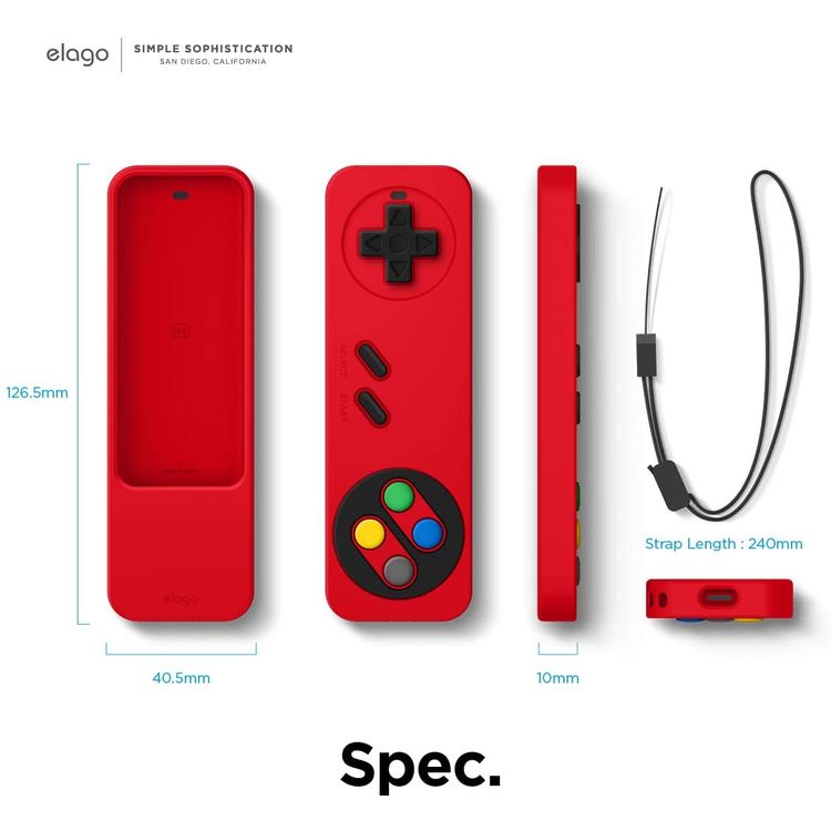 Elago R4 Retro Apple TV Remote Case Compatible with Apple TV Siri Remote 4K 5th / 4th Generation, Classic Controller Design [Non-Functional], Extra Protection, Lanyard Included - Red