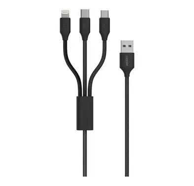 Green Lion Transparent 3 In 1 Cable USB-A To USB-C + Ligh...
