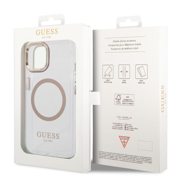 Guess Magsafe Compatibility Transparent Outline iPhone 14 Plus Compatibility - Gold