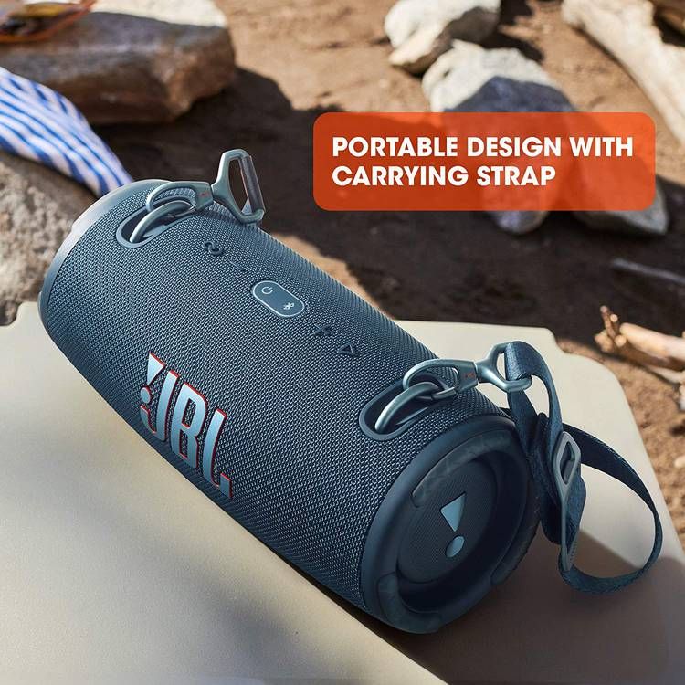 مكبر صوت لاسلكي محمول مقاوم للماء JBL Xtreme 3، عمر بطارية 15 ساعة، بلوتوث 5.1، بنك طاقة مدمج، متوافق مع JBL Party Boost - أزرق