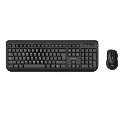 Porodo Wireless Combo Keyboard with Mouse Compatible for Windows / Mac, Adjustable Angle with English & Arabic Keys, Compact Wireless Mouse 1200 DPI - Black