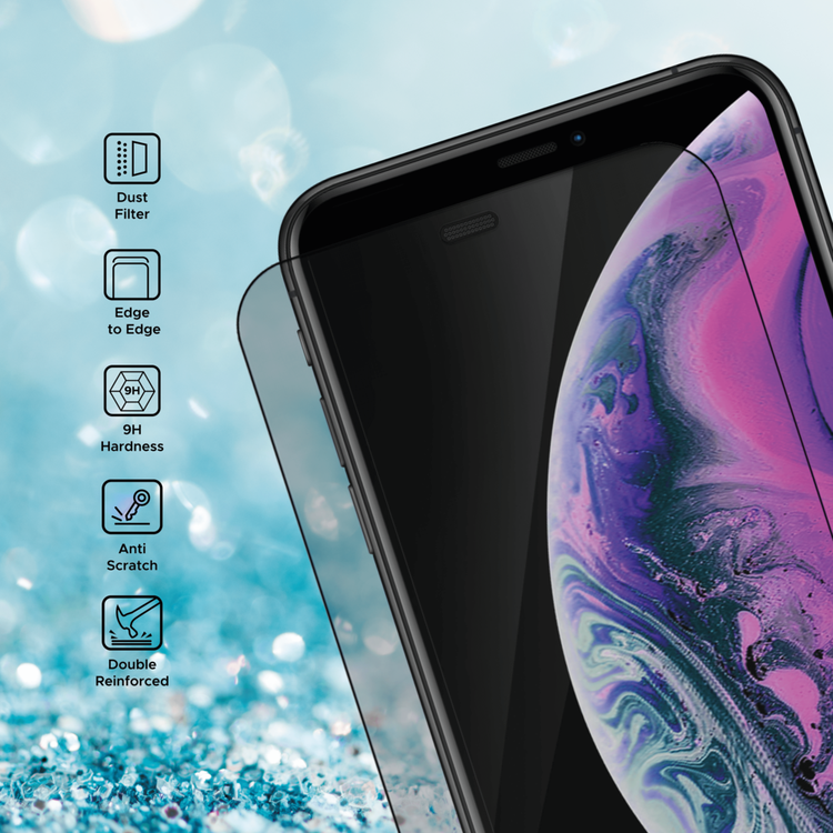 Liberty Guard Full Cover Rounded Edge Screen Protector for iPhone 11 Pro Max with Dust Filter, Anti Shock & Anti Impact - Black