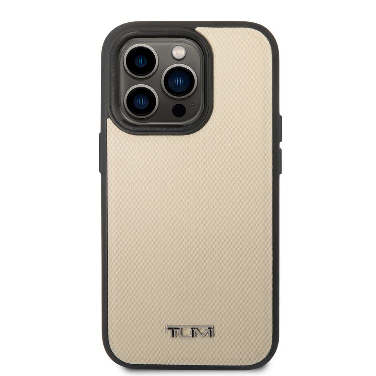 حافظة جلد Tumi HC مع نمط باليستي منقوش MagSafe لهاتف iPhone 14 Pro Max - بيج