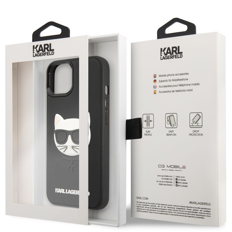 Karl Lagerfeld 3D Rubber Case Choupette Head For iPhone 13 (6.1 ) - Black
