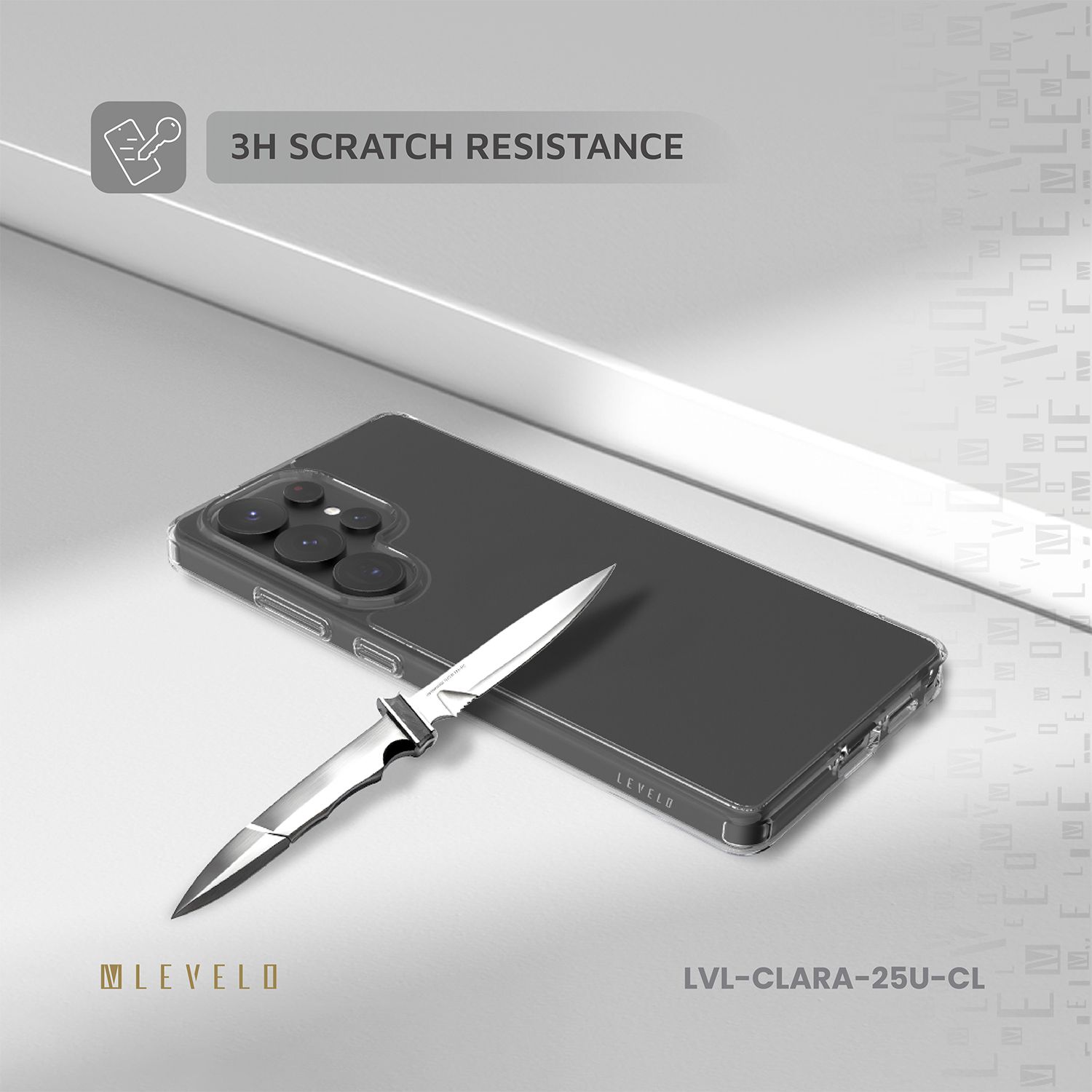 جراب Levelo Clara الشفاف لهاتف Samsung Galaxy S25 Ultra، مصنوع من مادة TPU، زوايا مقاومة للصدمات، تقنية Clearview، مقاوم للخدش، جودة مضمونة - شفاف