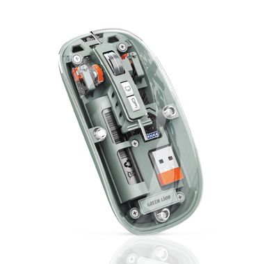 Green Lion Transparent Wireless Mouse 2 with 5 Keys, Connects to Up to 3 Devices Simultaneously, 500mAh Rechargeable Battery, 10m Distance Range, Plug & Play - Green 
