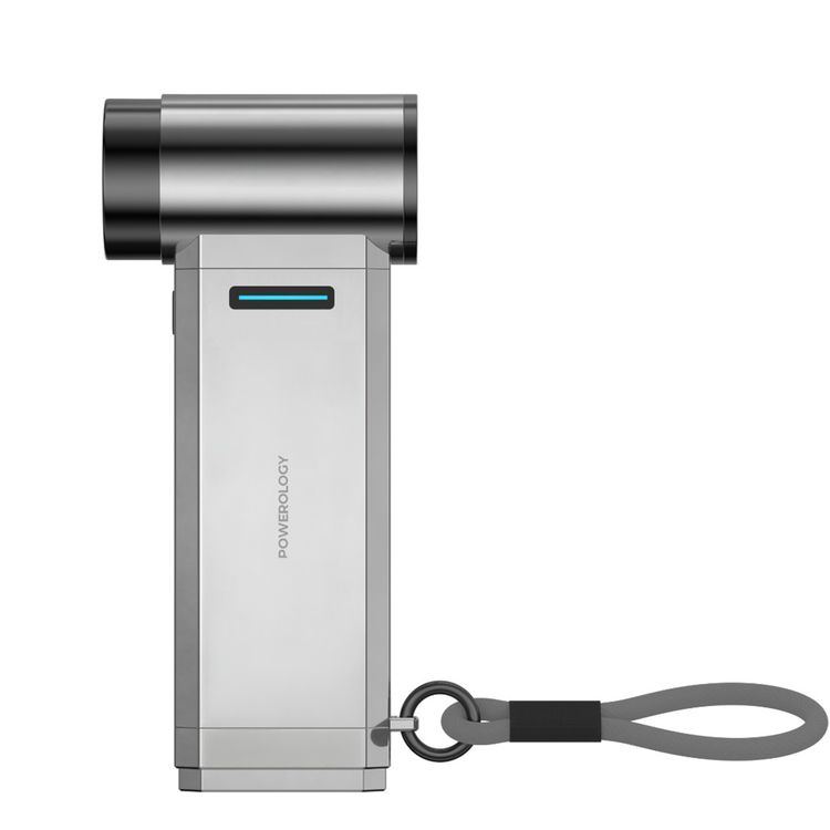 مروحة ومكنسة باورولوجي تيربو جيت مع 4 مستويات سرعة، مؤشر بطارية، تصميم محمي ببراءة اختراع، عمر بطارية ممتد، منفذ شحن Type-C - فضي