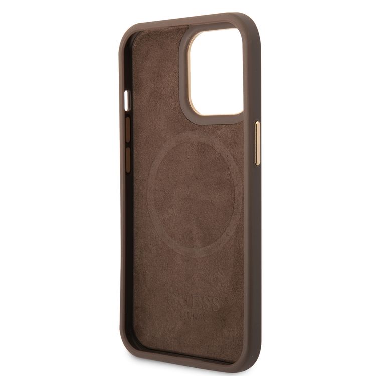 Guess Magsafe 4G PU Case With Metal Plate Logo - iPhone 14 Pro - Brown