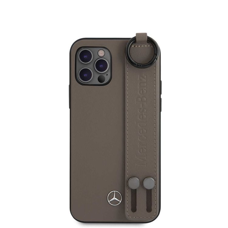 CG MOBILE Mercedes-Benz Leather Phone Case Hand Strap Compatible for iPhone 12 Mini (5.4) Officially Licensed - Walnut Brown