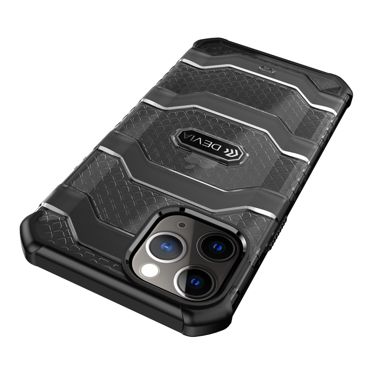 Devia Vanguard Shockproof TPU+PC Case Compatible for iPhone 12 / 12 Pro (6.1") Dual Protection for Camera Screen - 3m Drop Resistant Anti-Impact & Anti-Fall Back Cover - Black