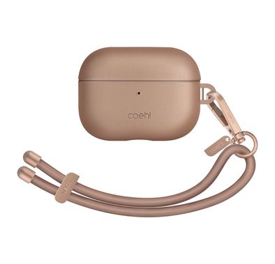 UNIQ Coehl Haven Airpods Pro 2nd Gen (2022) Case, Wired and Wireless charging, Matching Detachable Rope Hand Strap, Leatherette - Dusty Nudes
