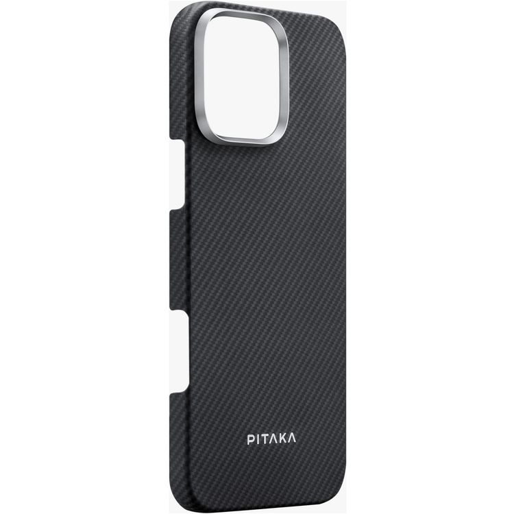 Pitaka Ultra Slim Case for iPhone 16 Pro, Compatible with MagSafe, 3D Grip Textured, Raised Camera Lip - Black / Gray