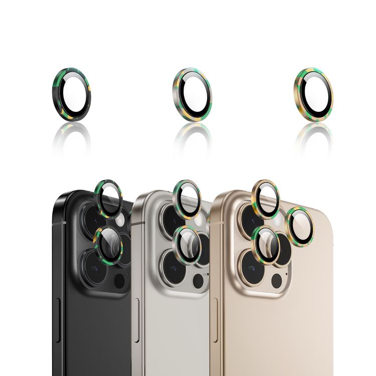 Green Lion Camo Camera Lens for  iPhone 16 Pro / 16 Pro Max, Military-Grade durability, HD Clarity, Advanced AF Coating -  Desert Titanium