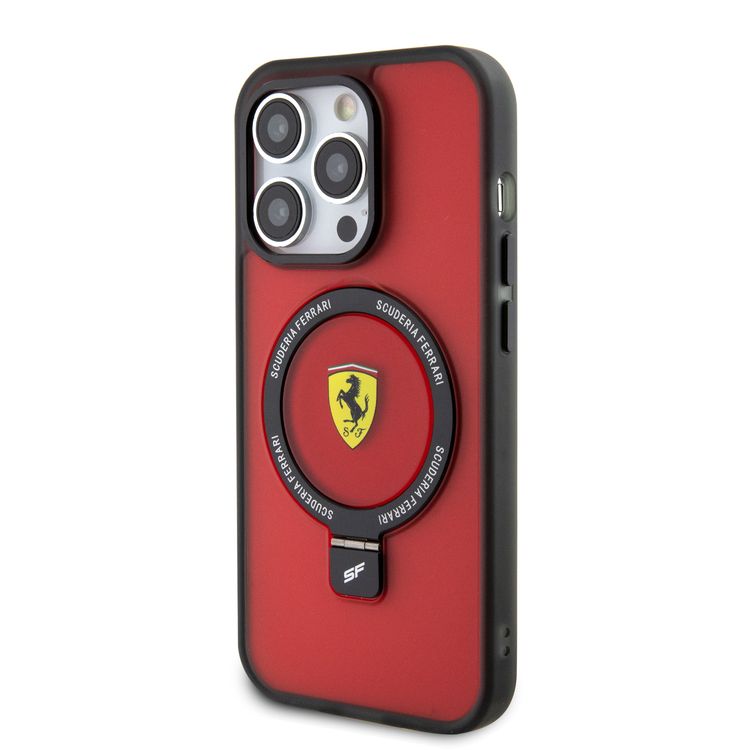 Ferrari iPhone 15 Pro For Magsafe Ring Stand Case - Red