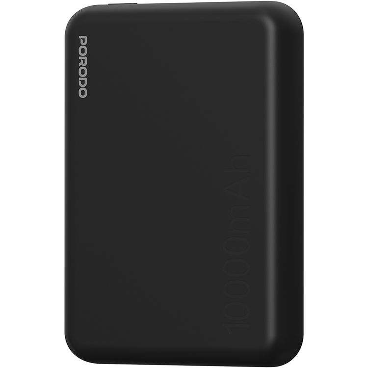Porodo 10000mAh MagSafe Power Bank, Fast Charge, Portable & Compact Design, Type-C Input, Type-C & Wireless Outputs, 10° C-45° C Working Temperature, Strong Magnetic Hold, 20W Power Delivery - Black