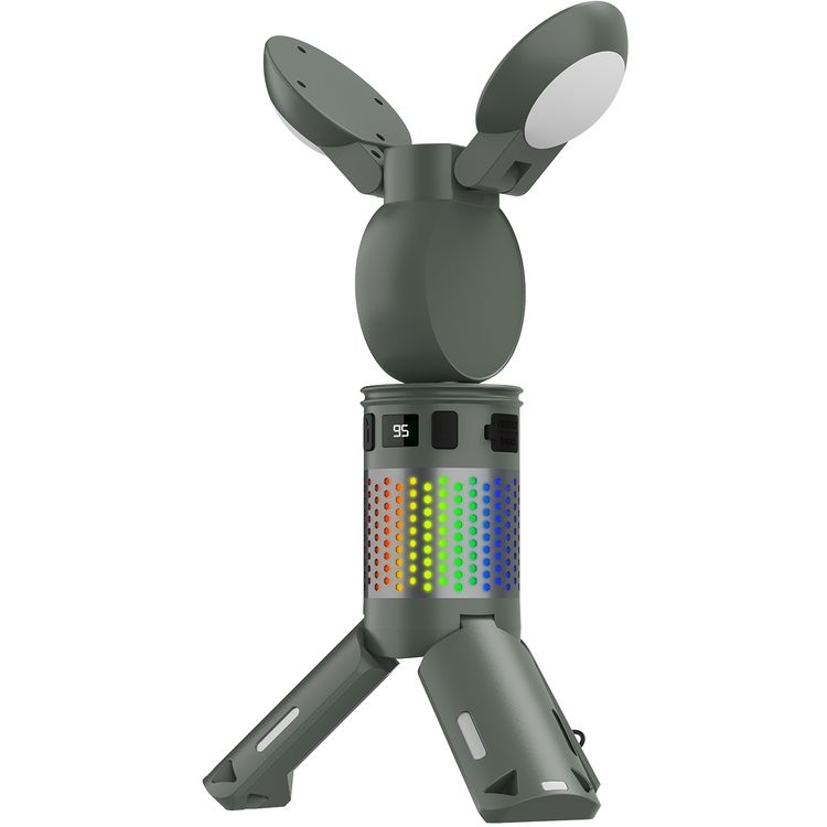 Porodo Foldable LED Camping Lantern with Brightness Control, 7800mAh Battery Capacity, Multi-Angle Illumination, Top Spotlight Beam, Warm Reading Mode, Adjustable Telescopic Rod, Multi-Scene Mounting - Green