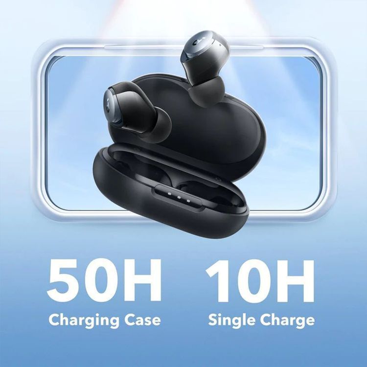 Soundcore Space A40 Active Noise Canceling Earbuds, Up to 50 Hours Battery Life, 10 mm Diameter Speaker, USB Type-C Charging Case Connection, Active Noise Canceling, Recommended for Calls, Commute, and Travel - Black