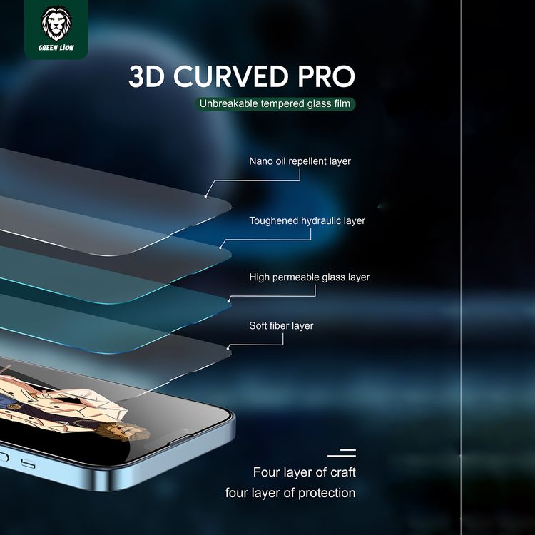 Green Lion 3D Curved Pro Clear Screen Protector for iPhone 11 Pro, Matte Coating, Anti-Scratch, Shock Absorption, Anti-Fingerprint, Grease Resistant, Anti-Static - Clear