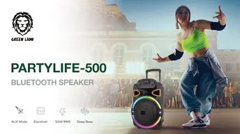 Green Lion PartyLife Bluetooth Speaker with Bluetooth Version 5.0, Light Show and Deep Bass