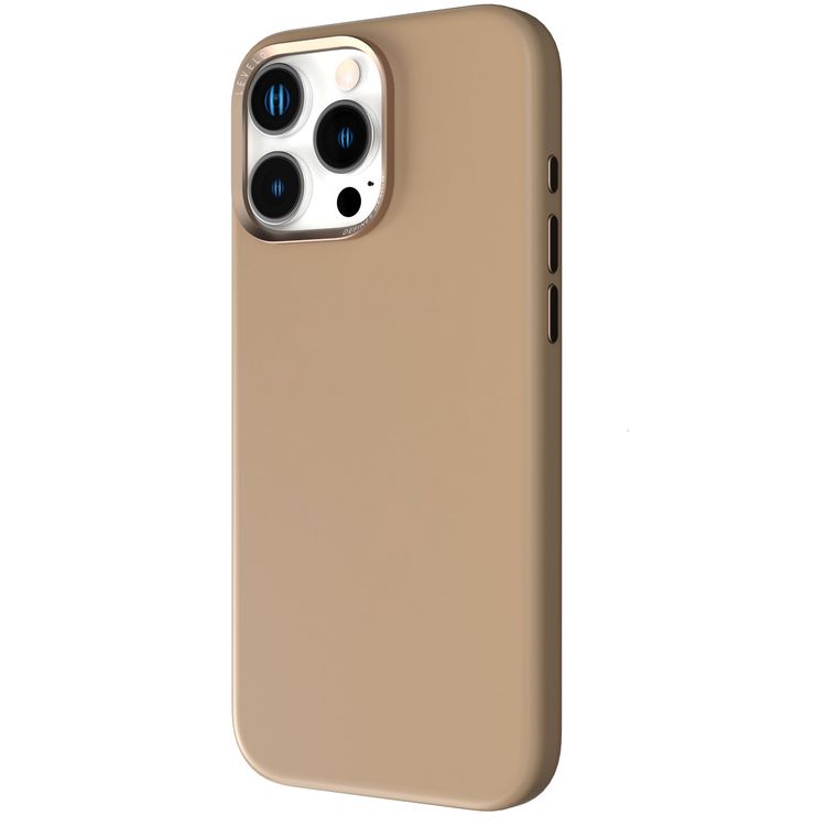 Levelo Iris Magsafe Liquid Silicone Case for iPhone 16 Pro with Metal Camera Ring, Impact-Resistant Corners, Strong MagSafe Magnet, Comfortable & Secure Grip - Rose Gold Titanium