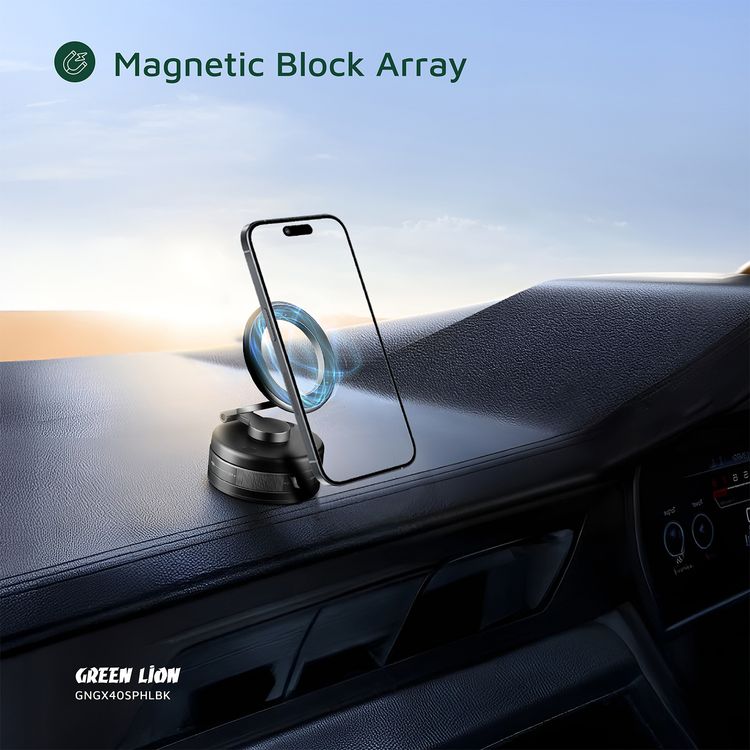 Green Lion GX-40 MagSafe Suction Phone Holder with Strong Suction Cup, MagSafe Compatible, Foldable & Rotatable, 360° Rotation, 1kg Adsorption Force, Vacuum Adsorption - Black