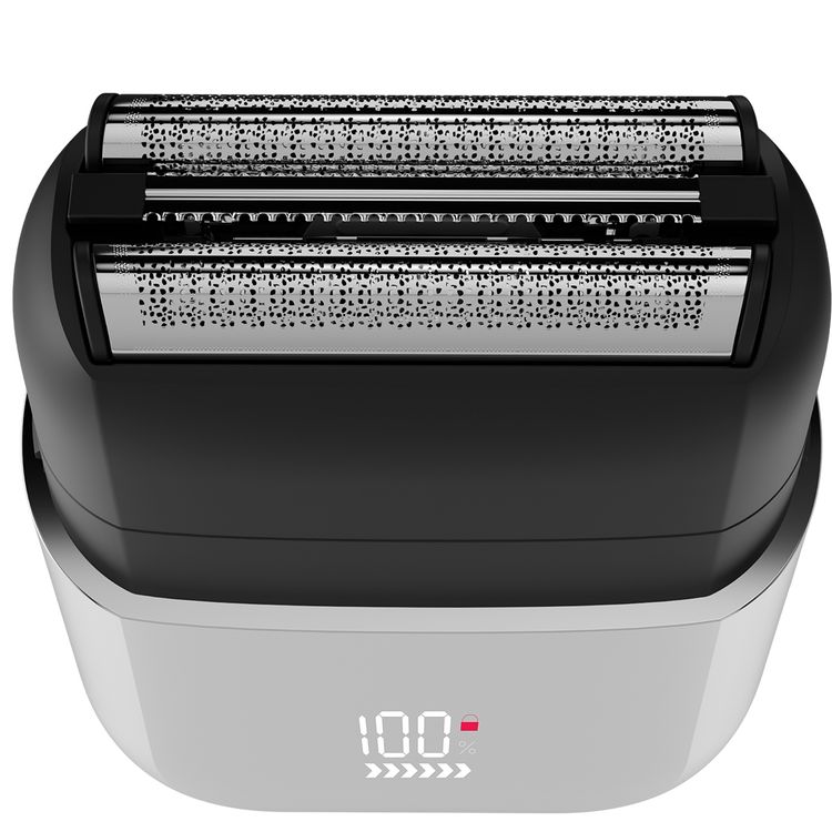 Green Lion Men's Shaver X with Wet & Dry Use, Magnetic Head Cap, Stainless Steel Blade, Travel Lock, 7500RPM Motor, 900mAh Battery Capacity, Type-C Charging - Silver