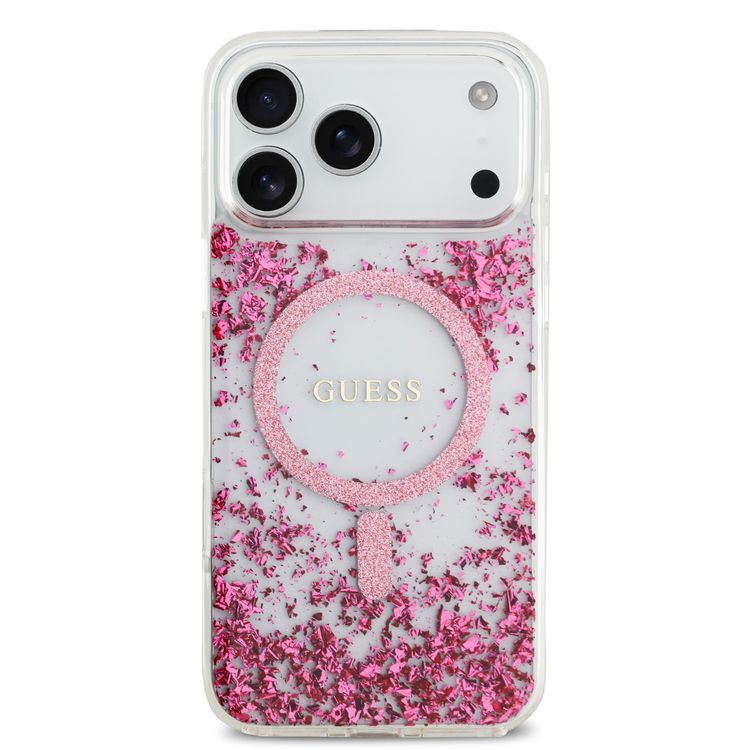 غطاء مغناطيسي لماج سيف بتصميم بريق لحماية جهاز آيفون 17 برو ماكس، حماية من السقوط، تصميم خفيف الوزن، قبضة مريحة، تغليف مستدام، سهل التركيب، بروفايل نحيف - لون وردي