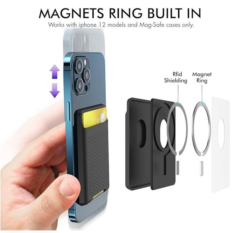 AhaStyle Shockproof Transparent TPU Case with Magnetic Multi Card Slot Wallet Compatible for iPhone 12 Pro Max (6.7") Scratch Resistance - Shock Absorption Back Cover - Black