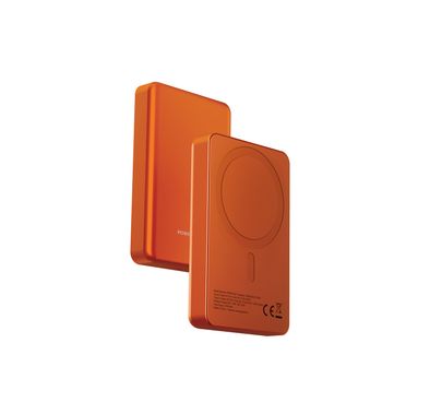 بنك الطاقة باورولوجي سبيتيلي بسعة 20000 مللي أمبير في الساعة مع تقنية ماج سيف، مصنوع من الألمنيوم مع مؤشر لمستوى البطارية، تصميم خفيف الوزن ومضغوط، شحن سريع ومتزامن، مدخل ومخرج من نوع Type-C، مخرج لاسلكي بقوة 15 واط - برتقالي.