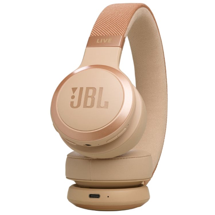 JBL Live 670NC Wireless Over-Ear Headphones With True Adaptive Noise Cancelling, Hands Free Call, Detachable Cable, Built-in Microphone, Ambient Aware - Sandstone