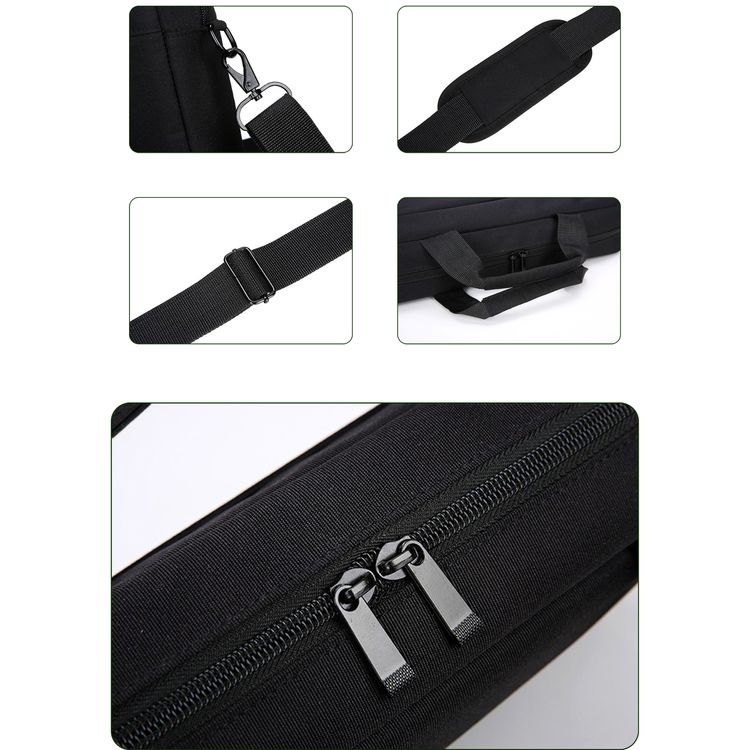Green Lion Pulito Shockproof Laptop Bag 15.6" Slim Briefcase Handle Bag, Adjustable Shoulder Strap, Protective Laptop Carrying Case for Business, Travel, Casual & School - Black