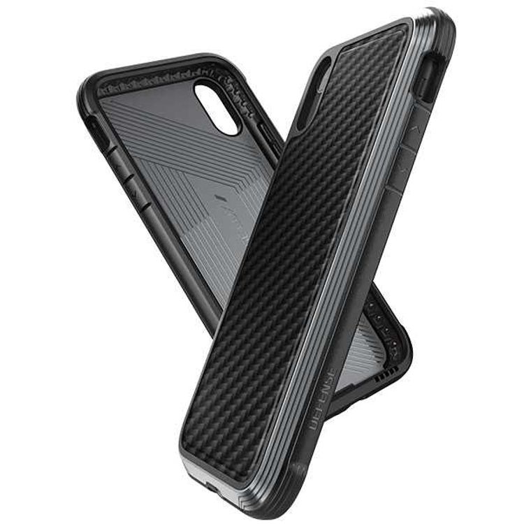 X-Doria Defense Lux Phone Case Compatible for iPhone Xr (6.1") Suitable with Wireless Charging - Black Carbon Fiber