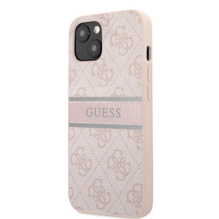 CG MOBILE Guess 4G PU Leather Case with Printed Stripe Compatible for iPhone 13 (6.1") Anti-Scratch, Easy Access to All Ports, Shock Absorption