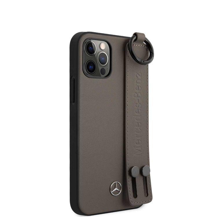 جراب من سي جي موبايل من ميرسيدس بينز من الجلد حزام اليد متوافق مع ايفون 12/12 برو (6.1 بوصة) مقاوم للصدمات والخدش ، سهل الوصول إلى جميع المنافذ ، غطاء خلفي للحماية من السقوط مناسب مع شواحن لاسلكية مرخصة رسميًا - 256GB