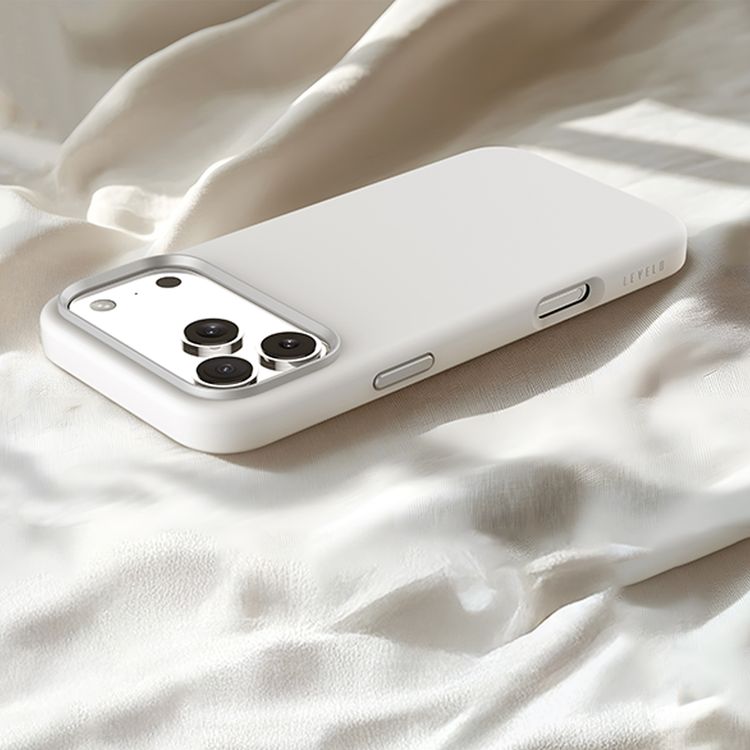 Levelo Iris MagSafe Liquid Silicone Case for iPhone 17 Pro Max, Strong Magnets, Drop-Tested, Aluminum Alloy Frame for Camera & Buttons, Shock-Resistant Bumper, Premium Silicone Grip - Silver