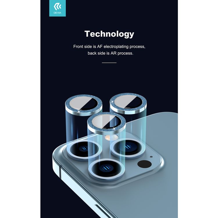 Devia Diamond Lens Protector(3PCS) Compatible with iPhone 12 Pro (6.1")", Seamless Absorption, 360 Protection Lens, 9H Hardness, Explosion-proof & Scratch-proof - Black