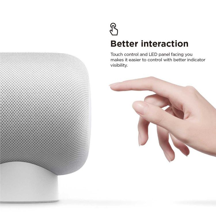 Elago HomePod Silicone Stand, Touch Control & LED Panel, Easy to Use, Supports Home Pod without Interrupting Sound Quality, Shock Absorbing, Ergonomically Designed - White