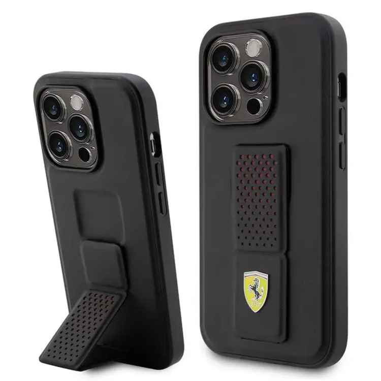 Ferrari iPhone 15 Pro For Gripstand Case with Perforated Pattern - Yellow