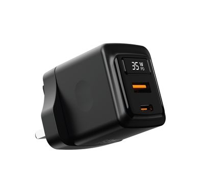 Porodo GaN Wall Charger with USB-A & USB-C Ports, 35W Pow...